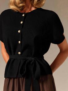 COSMINA Women's Solid Color Casual Versatile Daily Cardigan - Black - View 5