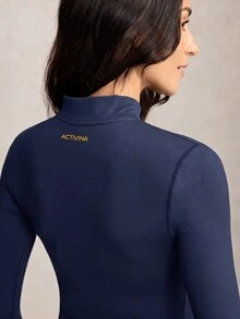 Activina Women's Solid Color Long Sleeve Zip-Up Slim Fit Sports Jacket - 藏蓝色 - 查看 6