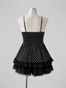 Sunspun Plus Size Women's Casual Vacation Commute Cute Sweet Polka Dot Camisole - Hot Pink - View 2