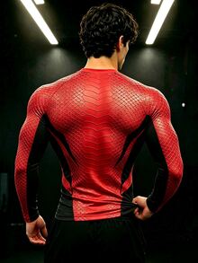 GymBeat Men's Spider Pattern Printed Long Sleeve Sports T-Shirt - Multicolor - View 2