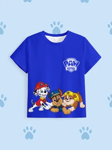 SHEIN | PAW Patrol 小男孩卡通圖案印花圓領短袖T恤 - 白色 - 查看 7