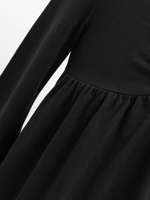 Set 2 áo kiểu mùa thu cho bé gái tween: áo tay loe trơn và áo babydoll nhún trước cho mùa đông - màu đen - Xem 3