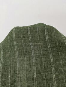 Firerie 女款綠白條紋長袖襯衫，後腰綁帶收腰設計，春夏秋冬皆宜，優雅休閒，適合辦公商務 - 軍綠色 - 查看 7
