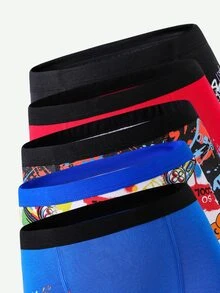 SHEIN 5pcs Boys All Season Cotton Comfortable Cute Colorful Multi-Pattern Game Console & Game Controller Print Boxer Briefs - Multicolor - View 5