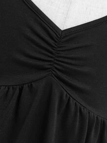 Set 2 áo kiểu mùa thu cho bé gái tween: áo tay loe trơn và áo babydoll nhún trước cho mùa đông - màu đen - Xem 6