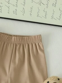 Souflis Souflis 2件組幼兒男童運動衫長褲套裝 英倫風棕色卡其熊圖案刺繡羅紋長袖圓領加厚生日派對冬季秋季毛衣 - 棕色 - 查看 4