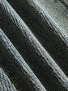 ROMWE MEN 男士口號刺繡牛仔褲，適合春夏日常穿著 - 銅色 - 查看 8