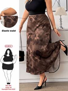 SHEIN CURVE+ Women's Plus Size Skirt 22W, Autumn Plus Size Skirt - Multicolor - View 4