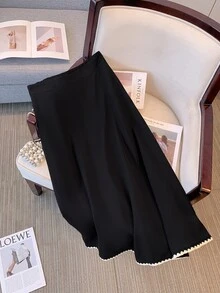 GlowEve CURVE Plus Size Women's Colorblock Long Sleeve Top And Skirt Fashion 2 Pieces Set - Multicolor - View 6