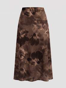 SHEIN CURVE+ Women's Plus Size Skirt 22W, Autumn Plus Size Skirt - Multicolor - View 2