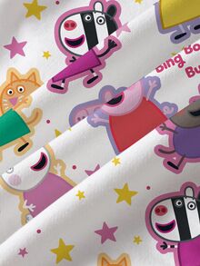 Peppa Pig X SHEIN سويت شيرت بولوفر للفتيات الصغيرات بطبعة كرتونية، كاجوال وعصرية، إبداعية وشخصية، منعشة ولطيفة - أبيض - مشاهدة 5
