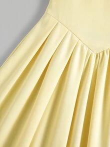 Kids Tween Girl Solid Color Sleeveless Dress With Shoulder Bow Decor - Yellow - View 5