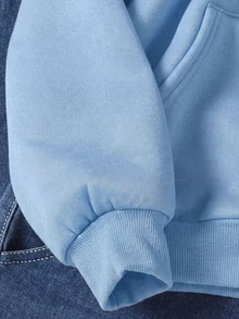 SHEIN 青少年女孩秋冬休閒連帽開襟外套 - 藍色 - 查看 7