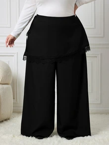 SHEIN CURVE+ Women's Plus Size 22W Black Leather Skirt, Autumn/Winter - Black - View 3