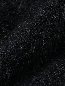 FRIFUL Women's Solid Color High Waist Fuzzy Texture Preppy Casual Cute Style Shorts Lounge Beige Black Fall Everyday Winter - Black - View 7