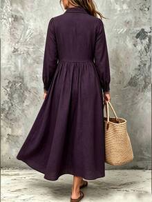 Linhara CURVE Plus Size Woven Elegant Summer Long Dress - Purple - View 2