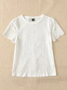 Rusticease 女款圓領休閒優雅日常短袖T恤 早午餐穿搭 白色 - 白色 - 查看 4