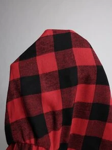 Rometta Plus Size Women's Color Block Plaid Asymmetrical Hem Casual Dress - متعدد الألوان - مشاهدة 7
