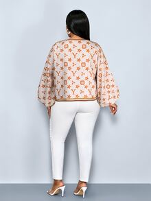 SOLERSUN Plus Size Women's All-Over Print Casual Daily Wear Shirt - Khaki - View 5