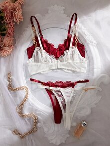 Crystal Vow 4件組女士蕾絲鋼圈內衣套裝 - 彩色 - 查看 2