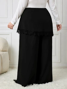 SHEIN CURVE+ Women's Plus Size 22W Black Leather Skirt, Autumn/Winter - Black - View 2