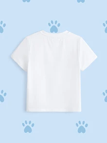 SHEIN | PAW Patrol 小男孩卡通印花休閒日常短袖T恤 - 白色 - 查看 8