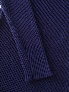 Balvessa Women's Round Neck Long Sleeve Slim Fit Solid Color Elegant Sweater Dress - Navy Blue - View 4