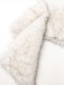 EastFlair Women's Plush Texture Shawl Style Elegant Sleeveless Jacket - White - View 8