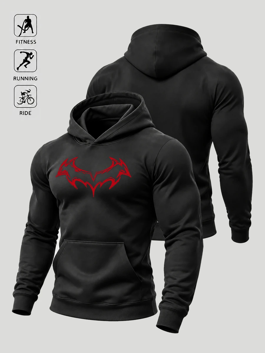 Acti Log Men's Long Sleeve Pocket Print Comfortable Sports Casual Sweatshirt - Black - View 1