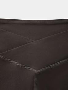 SHEIN Sovereign Charm Women's Sports Long Pants With Striped Decoration, Comfortable For Sports, Exercise, Jogging, Yoga - Brown - View 5