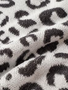 LUMIGAL Autumn/Winter European & American Loose High Neck Minimalist Casual Solid Color Pullover Knit Top - Brown - View 4