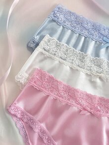 Nora Wilde Fashion Lace Patchwork Triangle Panties 3pcs Set - Multicolor - View 3