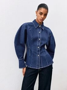 ATUI Studio Women's Single-Breasted Casual Daily Denim Jacket - Blue - View 4