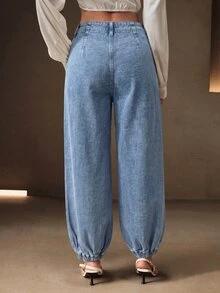 Anewsta Women's Exquisite Luxurious Heavy Embroidery Rope Decor White Long Pants For Summer Vacation - Blue - View 6