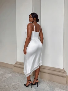 Firerie Plus Size Women's Contrast Lace Fitted Fashion Camisole - White - View 6