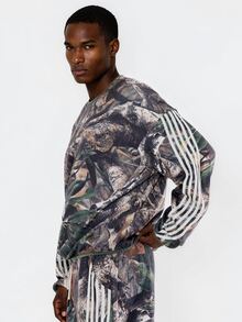 FORM&CHAOS Men's Autumn/Winter Tropical Plant Print Striped Sweatshirt - Multicolor - View 4