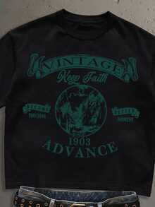 StoneGrade Men's Black Standard Size Cropped Loose Fit Short Sleeve T-Shirt - Black - View 2