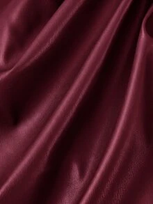 SHEIN MOD Gaun Bodycon Wanita Cokelat PU Tanpa Bahu - Burgundy - View 6