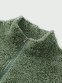 ROMWE MEN Street Life Men's Letter Pattern Green Long Sleeve Jacket With Pockets, Versatile For Autumn/Winter - Green - View 7