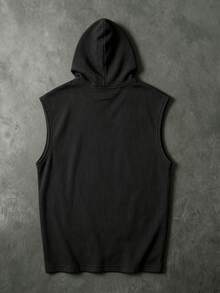 Acti Log Camiseta sin mangas deportiva con capucha y cordón para hombre con estampado de murciélago - Negro - Ver 2