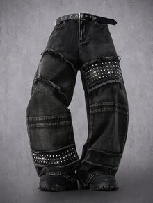 Manfinity Denimwave Men's Casual Denim Jeans With Pockets And Buttons For Daily Wear - Dark Grey - View 3