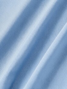 SHEIN MOD 女款純色不對稱領拼接網紗喇叭袖百褶時尚迷你洋裝 - 藍色 - 查看 5