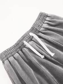 SHEIN Teen Boy Teen Boy Casual Street Style Distressed Patchwork Grey Washed Sweatpants - Grey - View 5
