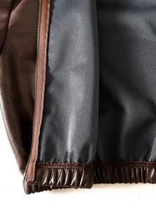 SHEIN جاكيت قصير من جلد PU مغسول باللون البني بطراز أمريكي عتيق جديد للخريف/الشتاء للفتيات المراهقات - بني - مشاهدة 8