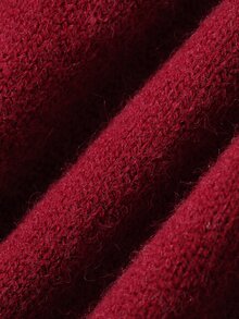 DAZY Patchwork Contrast Color Lace Trim Loose Long Sleeve Red Pullover Knit Sweater Casual Vacation Korean Style Daily Autumn/Winter Women's Sweater - Red - View 7