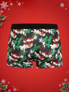 Notgurli Men's Mid-Waist Comfortable Boxer Briefs With Fashion Glasses And Christmas Reindeer Print, Holiday Theme Personalized Underwear - Multicolor - View 2