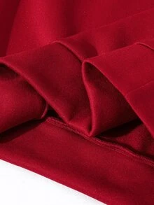 SHEIN 青少年男孩休閒字母印花紅色圓領運動衫，適合秋季、冬季、聖誕節和返校季節 - 紅色 - 查看 9