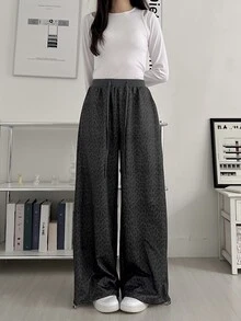 DAZY Women's Leopard Print Korean Style Loose Casual Long Pants - Grey - View 5