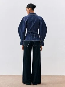 ATUI Studio Women's Single-Breasted Casual Daily Denim Jacket - Blue - View 5