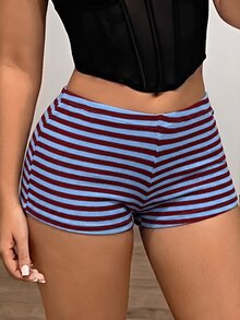 SHEIN ICON 女款超低腰條紋 Y2K 性感極短褲 - 彩色 - 查看 6
